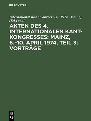 cover image of Akten des 4. Internationalen Kant-Kongresses